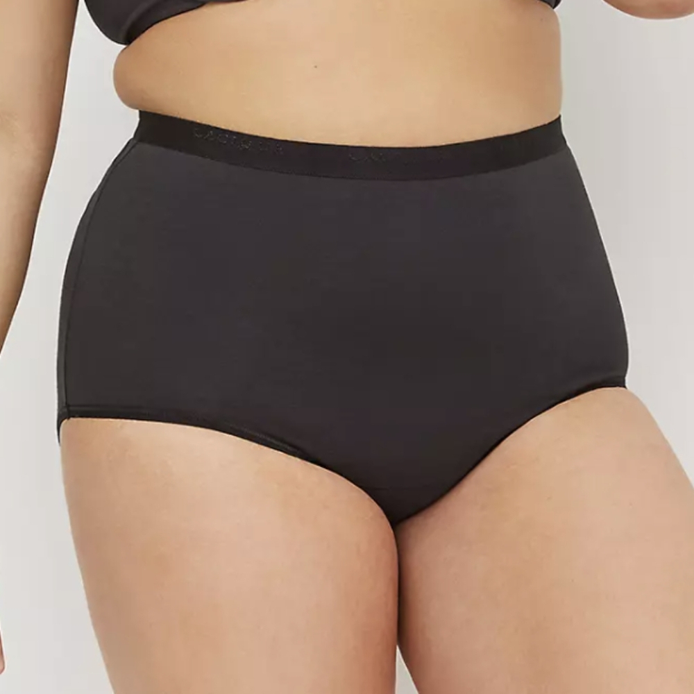 Lane Bryant Cotton High-Waist Brief Panty Underwear in Black - 14/16